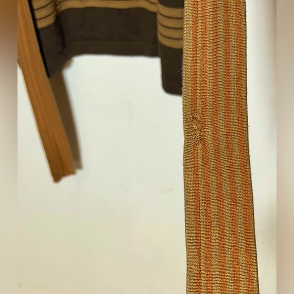 PrAna Sydney Sweater Dress with V-Neck & Tie Belt in Brown, Tan, & Orange, M - Picture 14 of 15